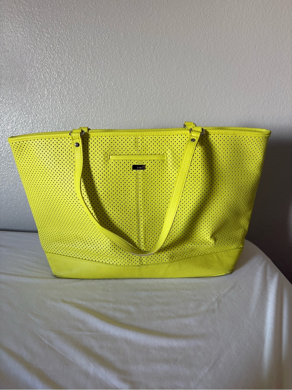 Newell neon Yellow Tote Bag with Top Handles
